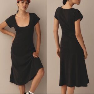 Nation LTD Anthropologie Mariana Midi Dress in Black Sz XS BNWT